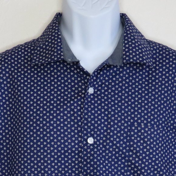 Claiborne* Men's Short Sleeve Button Down Curved Hem Slim Fit Shirt~ Size XL - Picture 9 of 12